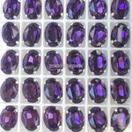 Dongzhou стразы в форме овала в цапах Purple Velvet 14х10 мм