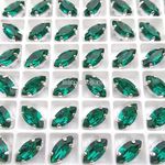Dongzhou стразы Navette в цапах Emerald 10х5 мм